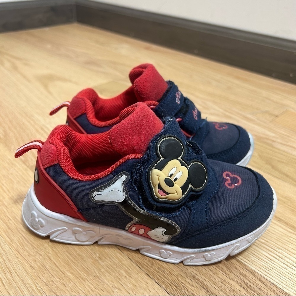 Mickey Mouse Sneakers Sz 10 Blue Red Kids Toddler Strap Closure Shoes Disney